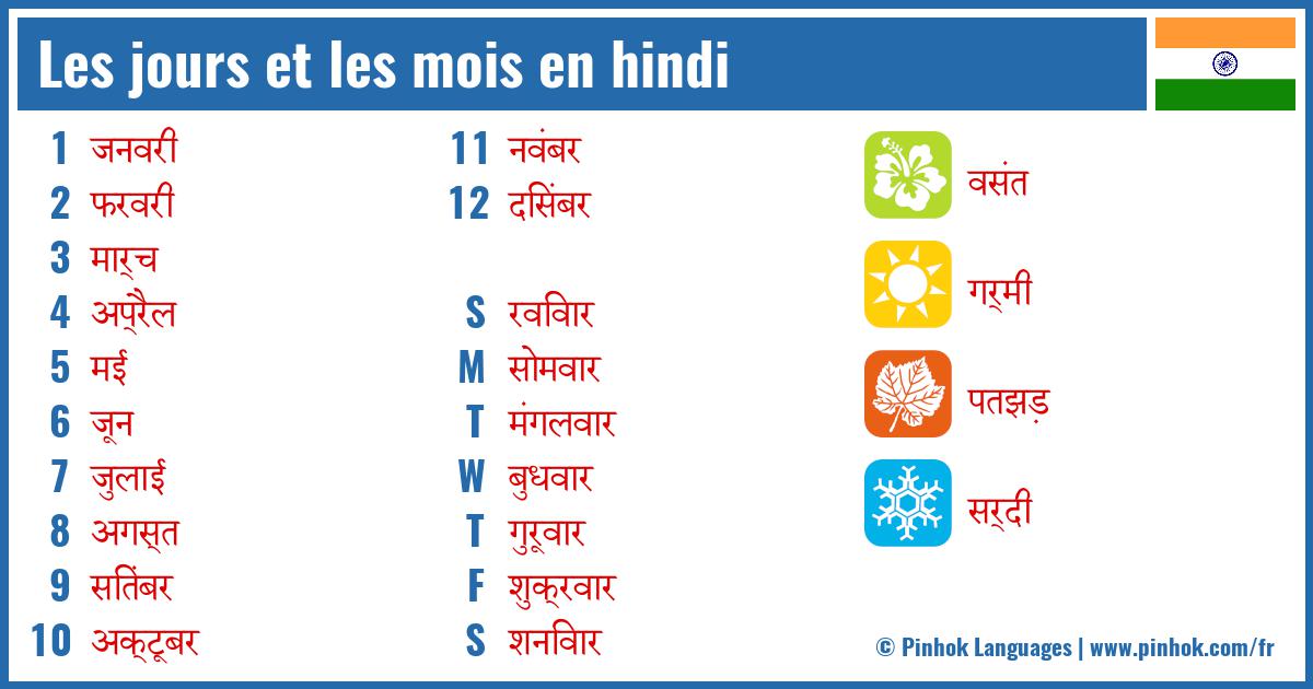 Les jours et les mois en hindi